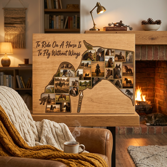 Personalized Horse Photo Collage Canvas Wall Art Custom Equestrian Gift for Horse Lovers - Image 2