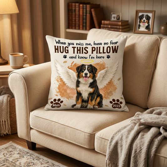 Personalized Pet Memorial Pillow with Photo - Angel Wings Dog Memorial Sympathy Gift for Pet Owners - Image 2