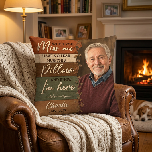 Personalized Memorial Photo Pillow - Custom Sympathy Keepsake for Loss of Father or Husband - Image 2