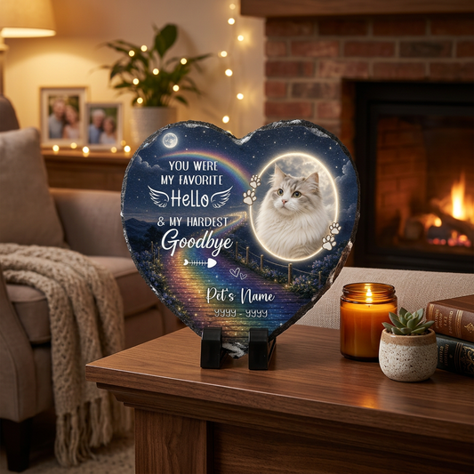 Personalized Pet Memorial Heart Slate Stone with Custom Photo – Cat Dog Loss Gift - Image 2