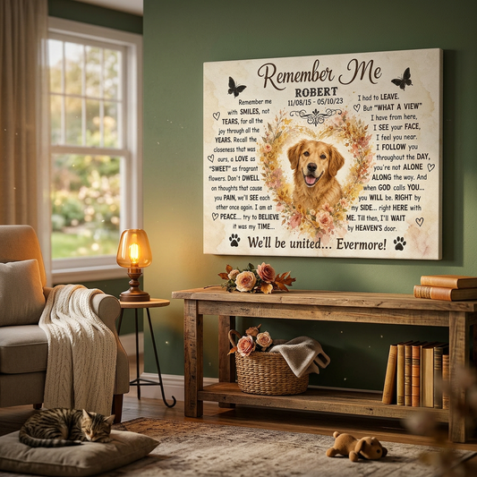 Personalized Dog Memorial Canvas Wall Art - Custom Pet Photo Print with Name & Dates - Image 2