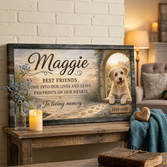 Personalized Dog Memorial Wall Canvas With Name Photo And Pawprints Pet Loss Sympathy Gift - Image 2