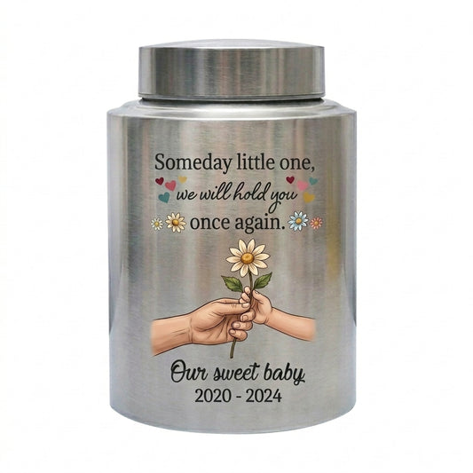 Personalized Baby Loss Sunflower Heart Stainless Steel Urn For Infant Child Bereavement Sympathy Gift Loss Of Little One Small Large Sizes Memorial Keepsake Urn, Memorial Gift, In Loving Memory - Image 2