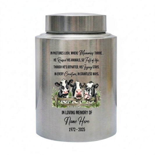 Personalized Farmer Stainless Steel UV Printed Ash Holder Loss of Father Grandfather Husband Sympathy Bereavement Condolence 2 Sizes 4 Colors Memorial Keepsake Urn, Memorial Gift, In Loving Memory - Image 2