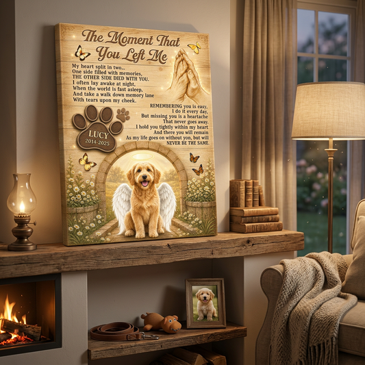 Personalized Dog Memorial Canvas Wall Art - Pet Loss Remembrance Gift with Angel Wings - Image 2