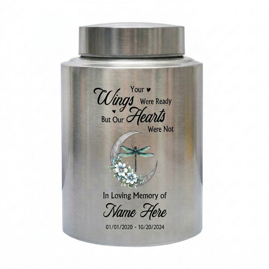 Personalized Dragonfly Stainless Steel UV Printed Urn for Adult Human Ashes Your Wings Were Ready Quote 4 Colors Two Sizes Memorial Keepsake Urn, Memorial Gift, In Loving Memory - Image 2