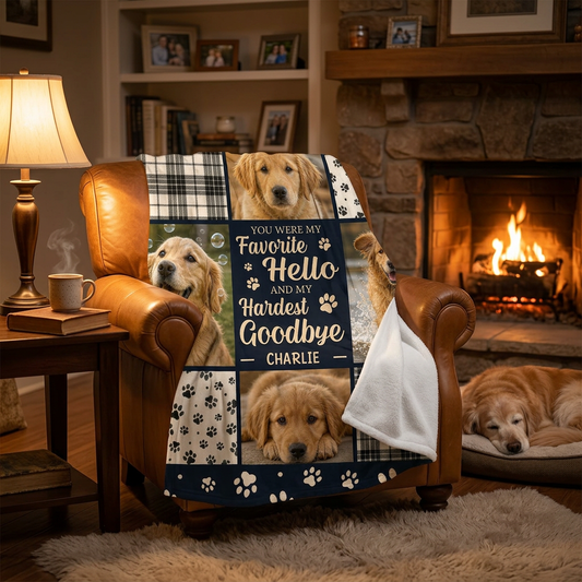 Personalized Dog Memorial Photo Blanket - Custom Pet Fleece Blanket Sympathy Gift for Dog Loss - Image 2