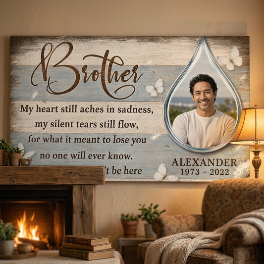 Personalized Brother Memorial Wall Canvas, Loss of Brother Remembrance Gift, Brother in Heaven - Image 2