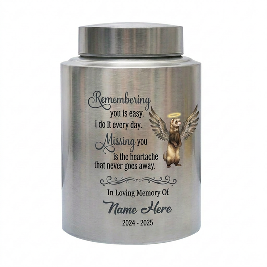 Personalized Ferret Memorial Urn for Pet Ashes UV Printed Stainless Steel Animal Lover Bereavement Small and Large Sizes in Four Colors Memorial Keepsake Urn, Memorial Gift, In Loving Memory - Image 2