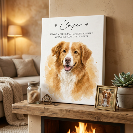 Personalized Dog Memorial Portrait Watercolor Wall Canvas, Pet Loss Gift - Image 2