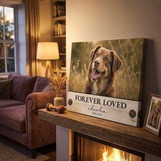 Personalized Pet Memorial Wall Canvas Custom Dog Photo Memorial Sign Forever Loved - Image 2