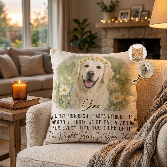 Personalized Pet Memorial Pillow Custom Photo Dog Cat Loss Gift Right Here In Your Heart - Image 2
