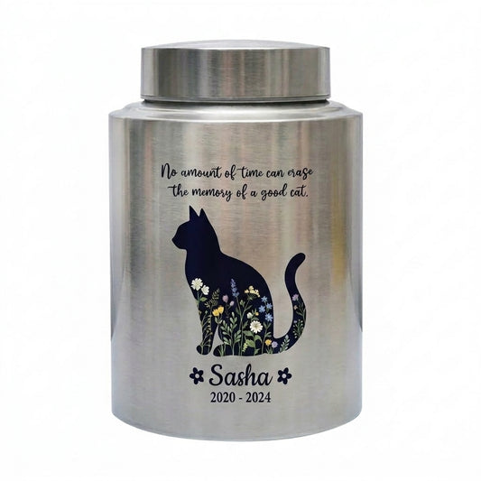 Personalized Cat Pet Memorial Stainless Steel Urns for Ashes Feline Loss of Pet Sympathy Bereavement Large Capacity UV Printed Memorial Keepsake Urn, Memorial Gift, In Loving Memory - Image 2