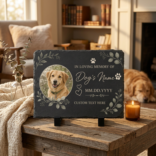 Personalized Pet Memorial Slate Plaque with Photo, Dog Remembrance Garden Stone - Image 2