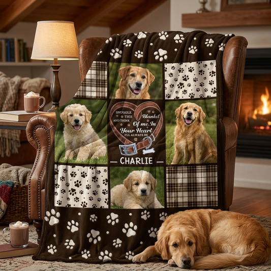 Personalized Dog Photo Memorial Blanket - Custom Pet Snuggle Fleece Blanket for Loss of Dog - Image 2