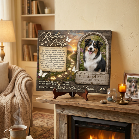Personalized Pet Memorial Canvas, Rainbow Bridge Dog Loss Gift, Custom Photo Sympathy Wall Art - Image 2