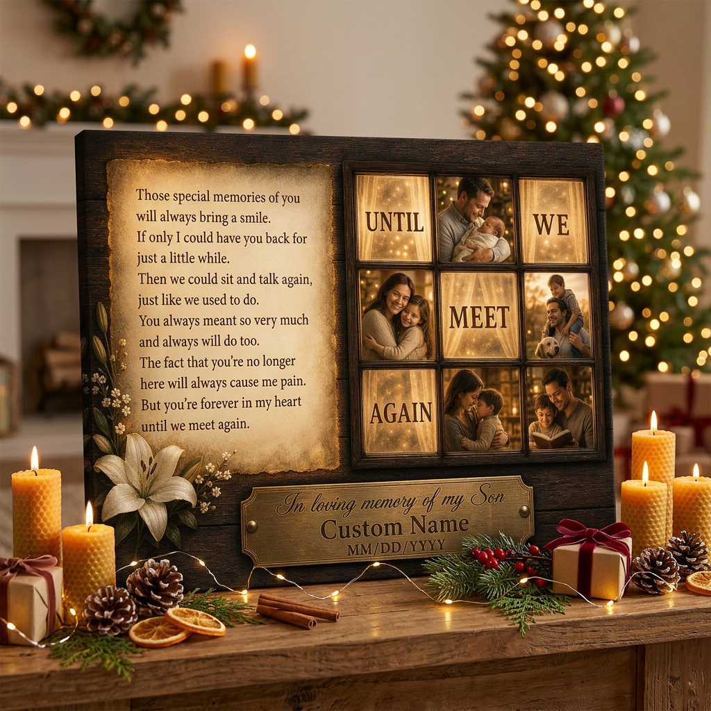 Personalized Loss of Son Memorial Wall Canvas Photo Collage Remembrance Sympathy Gift - Image 6