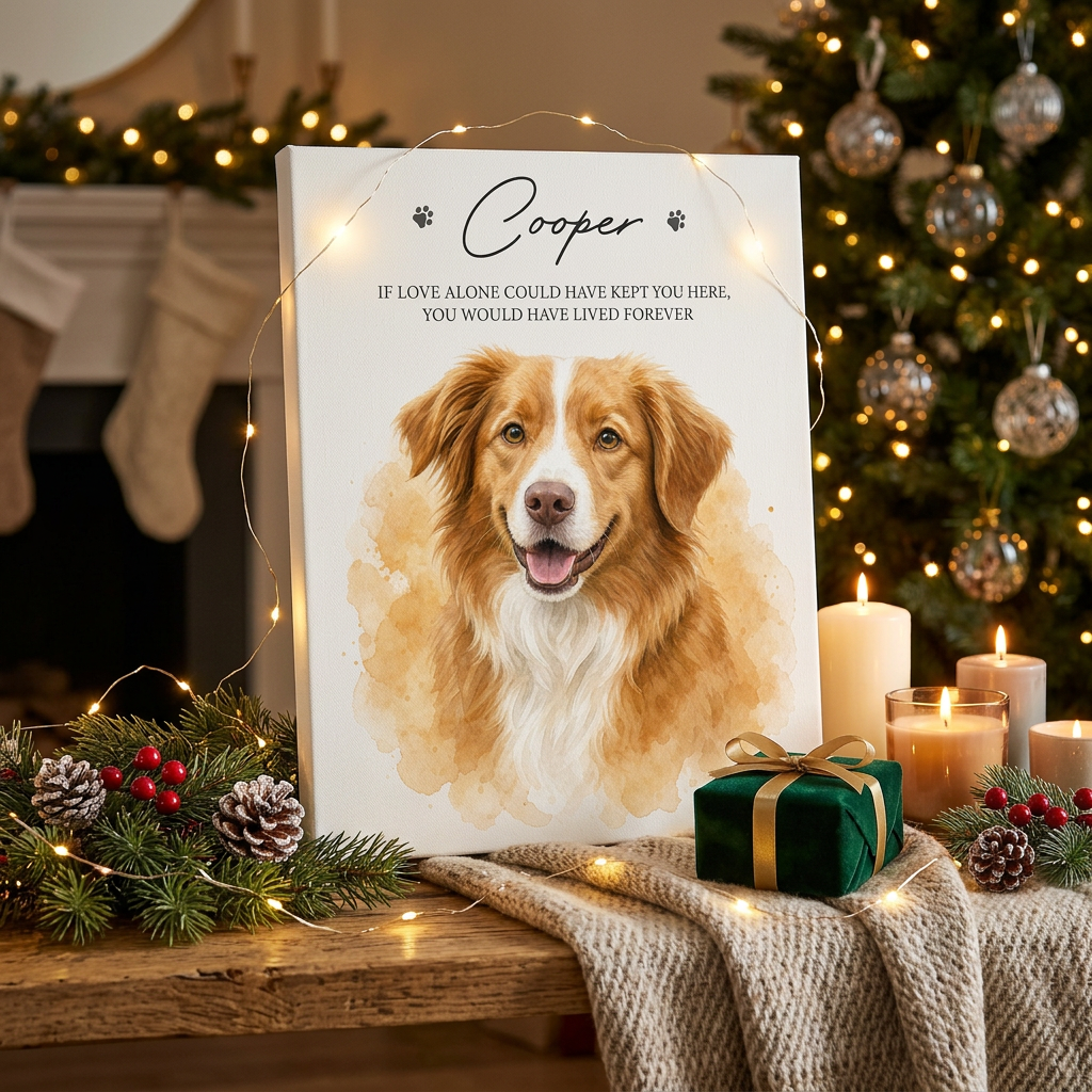 Personalized Dog Memorial Portrait Watercolor Wall Canvas, Pet Loss Gift - Image 6