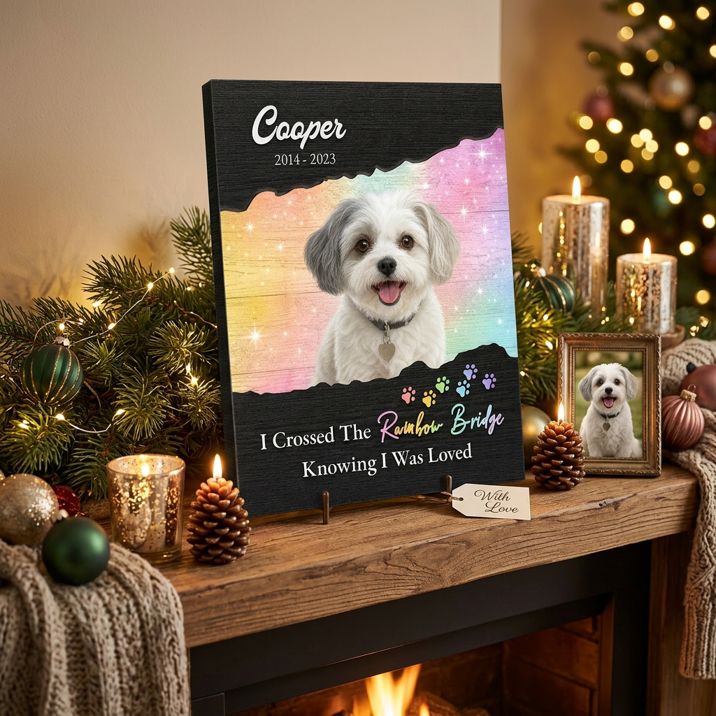 Personalized Dog Photo Memorial Wall Canvas Rainbow Bridge Pet Loss Gift - Image 6