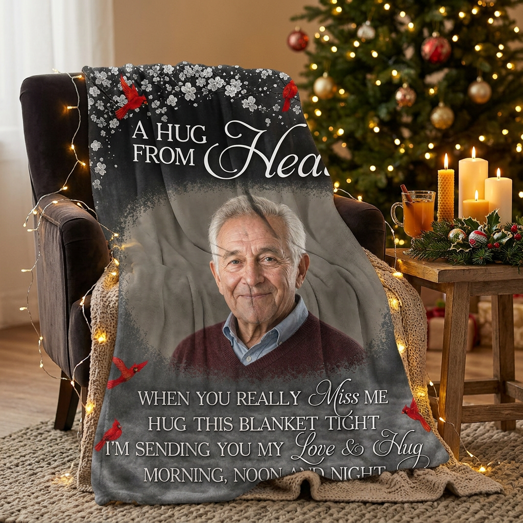 Personalized A Hug From Heaven Memorial Fleece Blanket - Sympathy Gift for Loss of Loved One - Image 6