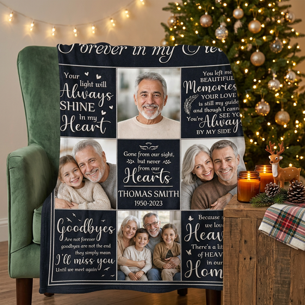 Personalized Memorial Photo Fleece Blanket - Sympathy Keepsake Gift for Loss of Father or Husband - Image 6