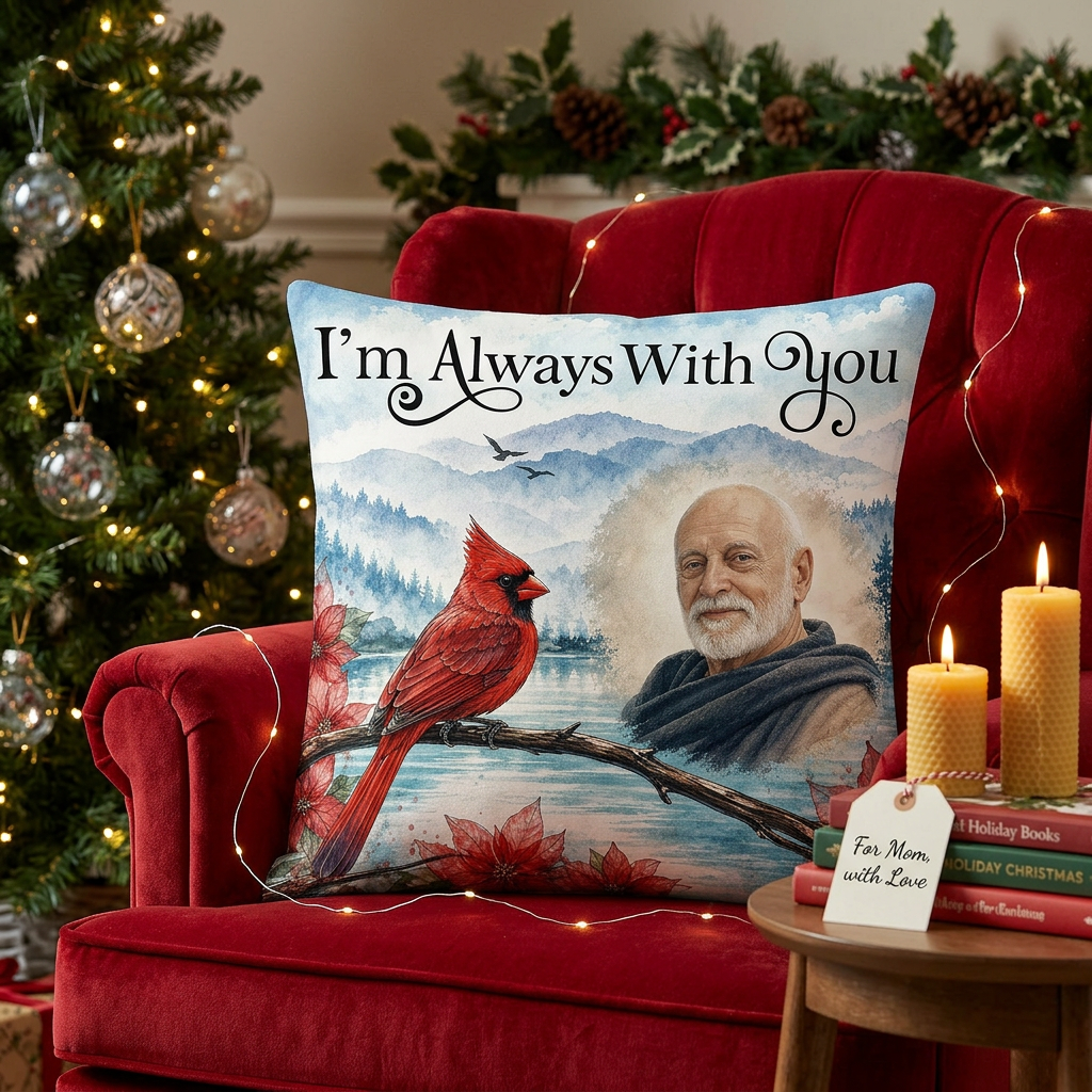 Personalized Memorial Photo Pillow with Cardinal - I'm Always With You Sympathy Keepsake Gift - Image 6