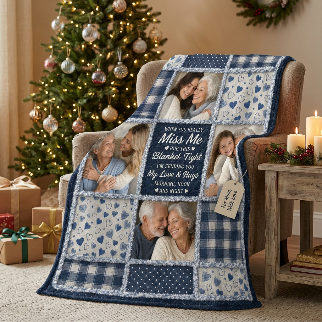 Personalized Photo Memorial Hug Blanket - Custom Fleece Throw for Missing Mom or Grandma - Image 6
