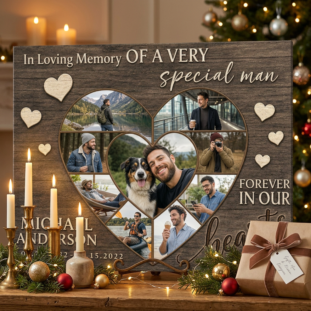 Personalized Memorial Canvas For Loss of Brother Heart Collage Wall Art Gift - Image 6