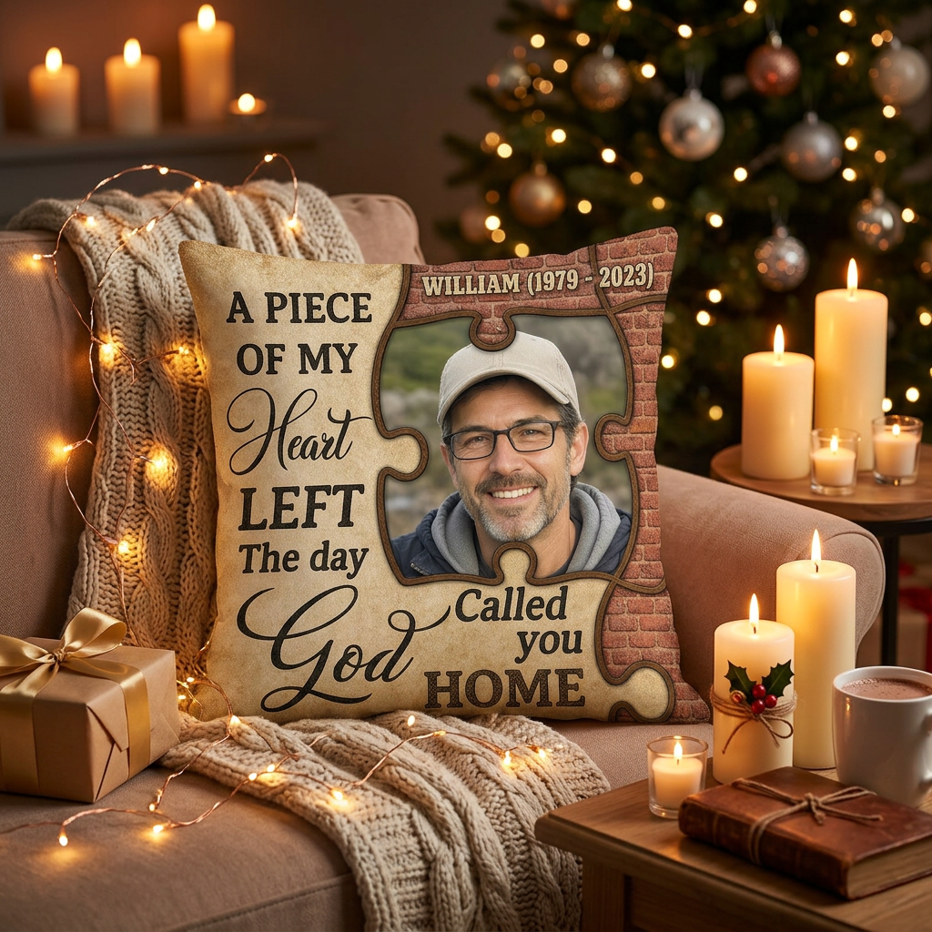 Personalized Photo Memorial Pillow A Piece of My Heart Sympathy Gift for Loss of a Loved One - Image 6