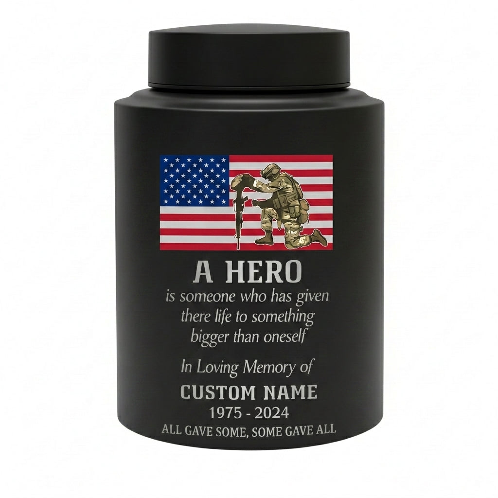 Personalized Military Veteran Hero Quote Stainless Steel Urn for Soldier Army Armed Forces Tribute Funeral Service Bereavement Small Large Memorial Keepsake Urn, Memorial Gift, In Loving Memory - Image 11