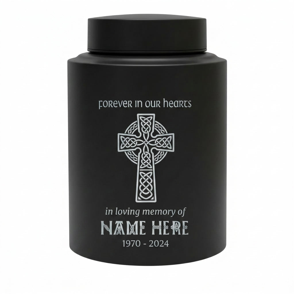 Personalized Celtic Cross Irish Urn for Human Ashes, Forever In Our Hearts Funeral Tribute for Adult Male Female Loss of Loved One, 2 Sizes, Memorial Keepsake Urn, Memorial Gift, In Loving Memory - Image 11