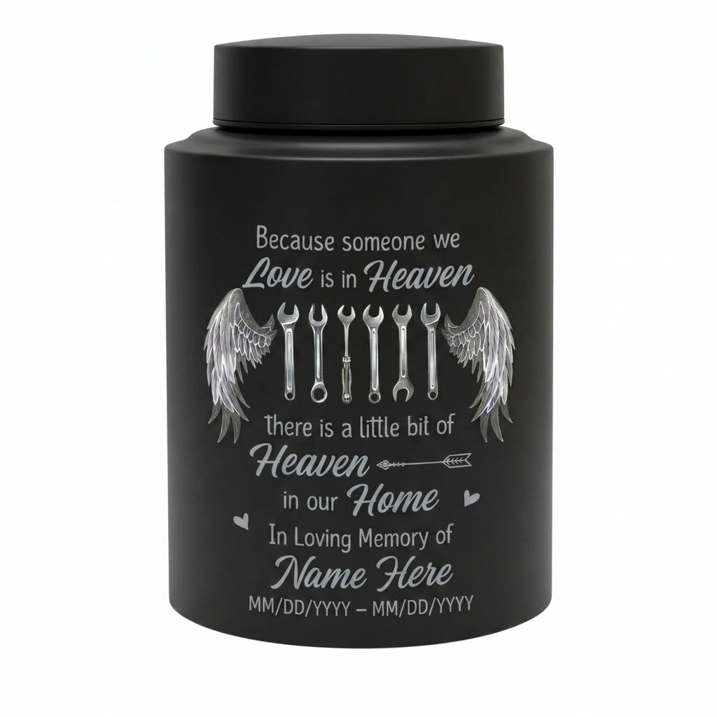 Personalized Mechanic Man Stainless Steel Urn Because Someone We Love Is In Heaven For Dad Father Husband, Small And Large Sizes, Memorial Keepsake Urn, Memorial Gift, In Loving Memory - Image 11