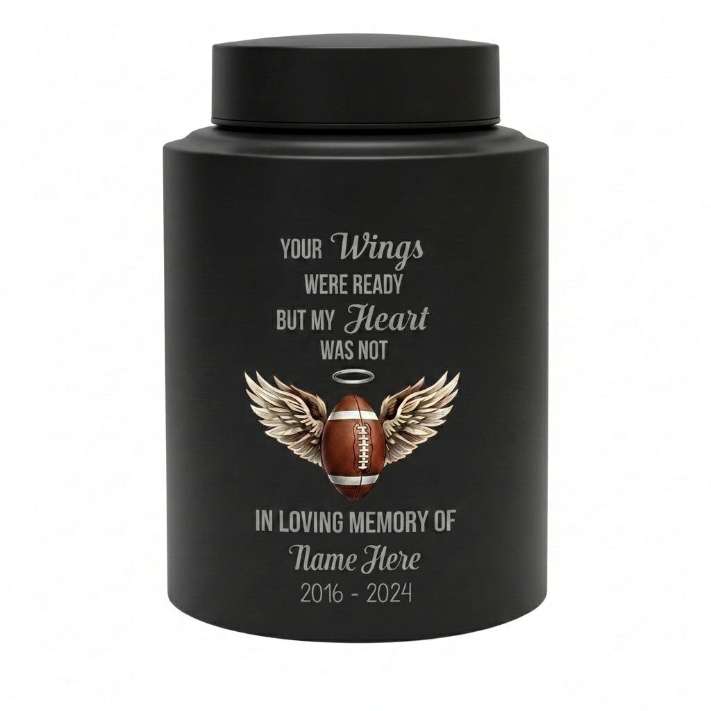 Personalized American Football UV Printed Stainless Steel Urn for Loss of Sports Fan Player Bereavement Remembrance 2 Sizes Memorial Keepsake Urn, Memorial Gift, In Loving Memory - Image 11