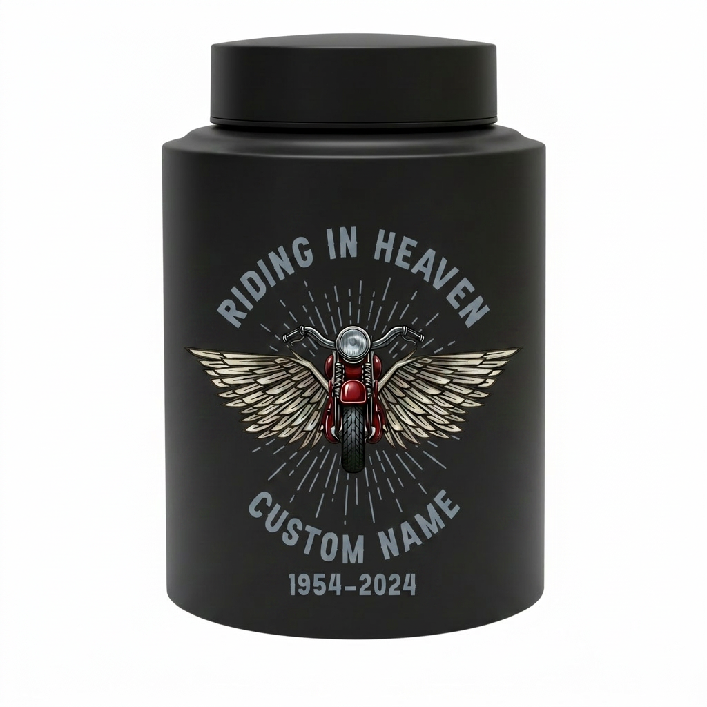 Personalized Motorcycle Cremation Urn Stainless Steel Riding In Heaven Biker Tribute for Dad Husband Two Sizes Black Gold Red Memorial Keepsake Urn, Memorial Gift, In Loving Memory - Image 11