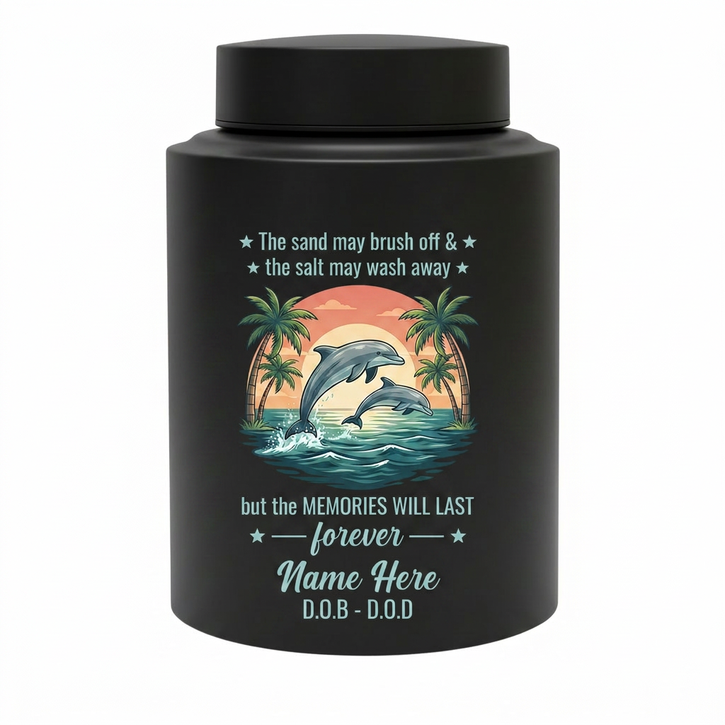 Personalized Dolphin Stainless Steel Cremation Urn for Human Ashes, Beach Ocean Lover Forever Tribute, Silver Black Gold Red Adult Mom Dad, Memorial Keepsake Urn, Memorial Gift, In Loving Memory - Image 11