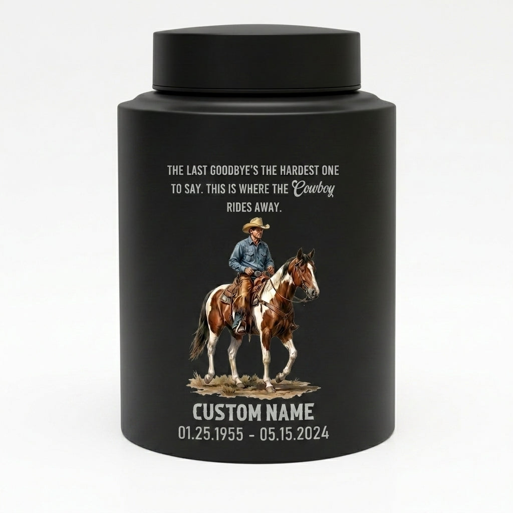 Personalized Cowboy Boots Hat Cross Stainless Steel Urn for Father Grandfather Husband Loss, Adult Human Ashes Funeral Display, Large Two Sizes, Memorial Keepsake Urn, Memorial Gift, In Loving Memory - Image 11