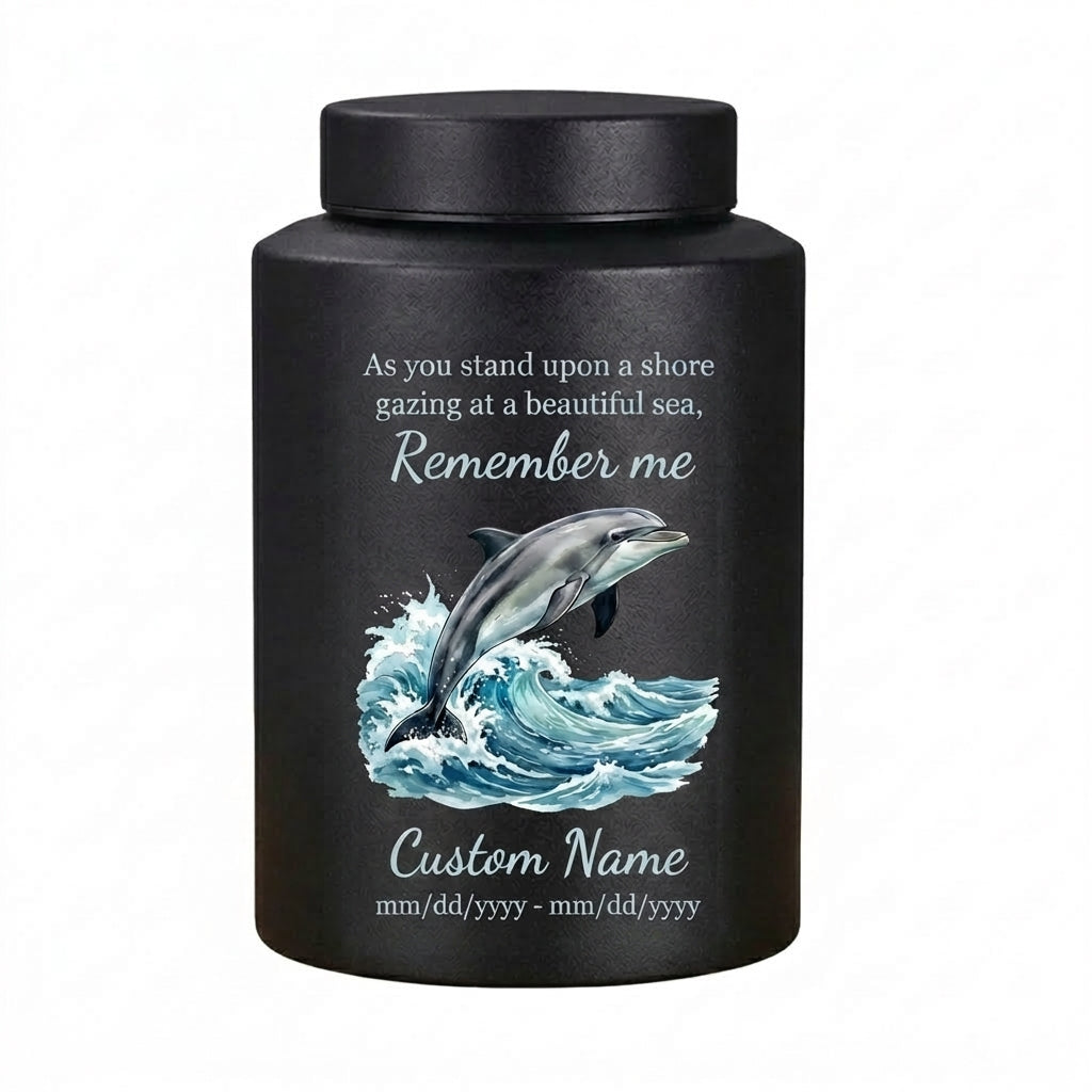 Personalized Dolphin Ocean Beach Themed UV Printed Metal Funeral Ash Container For Mom Dad Adult Male Female Large Cremation Memorial Keepsake Urn, Memorial Gift, In Loving Memory - Image 11