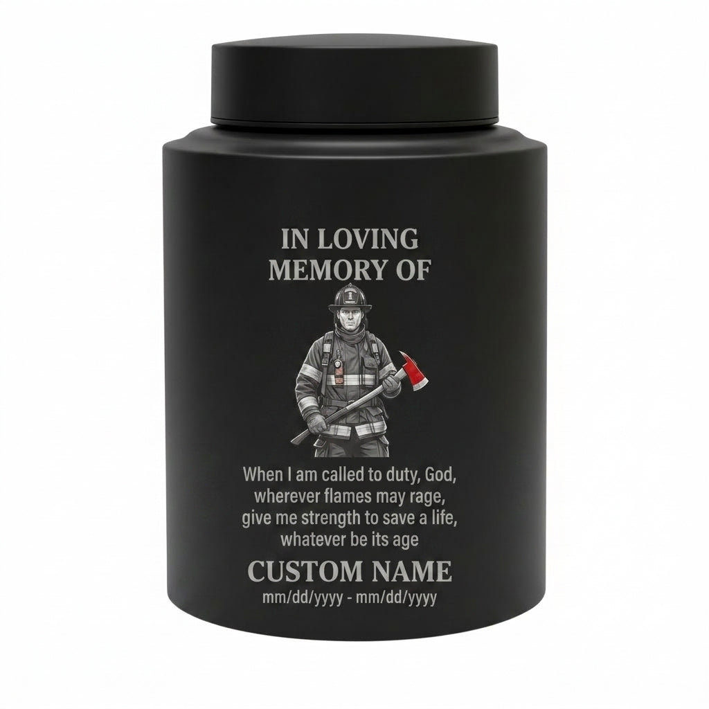 Personalized Firefighter Fireman Silhouette Stainless Steel Cremation Urn First Responder Tribute Adult Male Female Ashes Holder Silver Memorial Keepsake Urn, Memorial Gift, In Loving Memory - Image 11