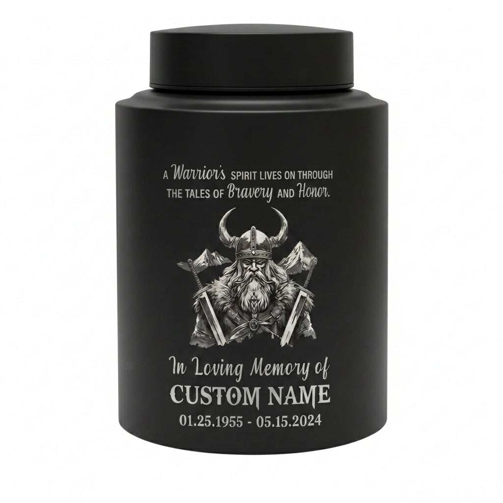 Personalized Valhalla Viking Nordic Runes Stainless Steel Cremation Ash Container For Veteran Warrior Father Son Funeral Small Large Memorial Keepsake Urn, Memorial Gift, In Loving Memory - Image 11