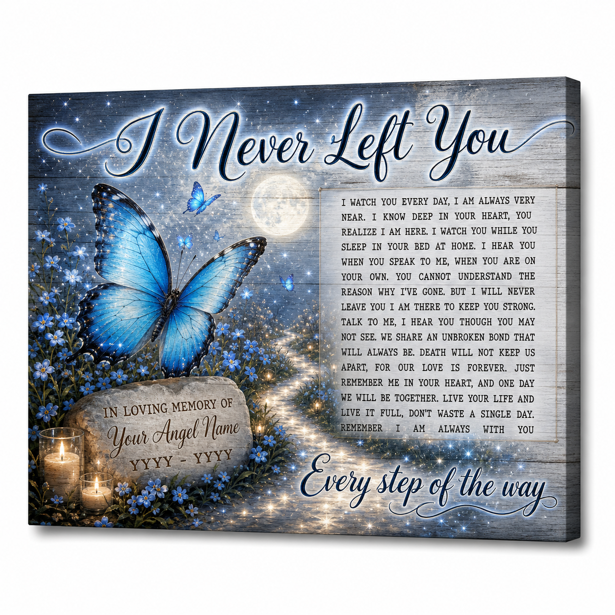 Personalized Butterfly Memorial Wall Canvas, Bereavement Gift for Loss of Loved One - Image 1