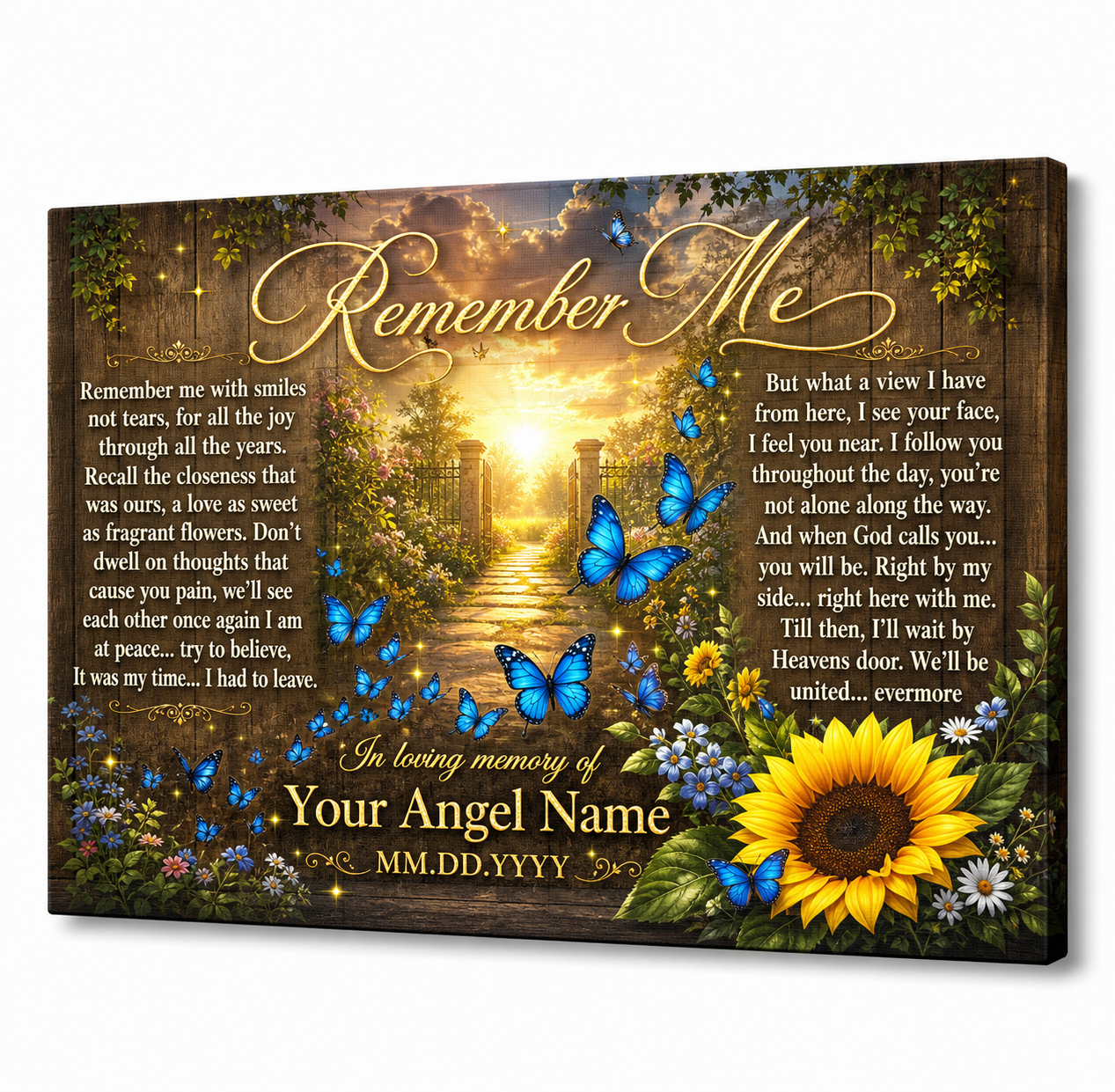Personalized Remember Me Memorial Canvas Wall Art Sympathy Gift for Loss - Image 1