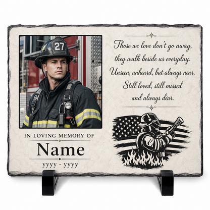 Personalized Firefighter Memorial Photo Stone – In Loving Memory of a Firefighter - Image 1