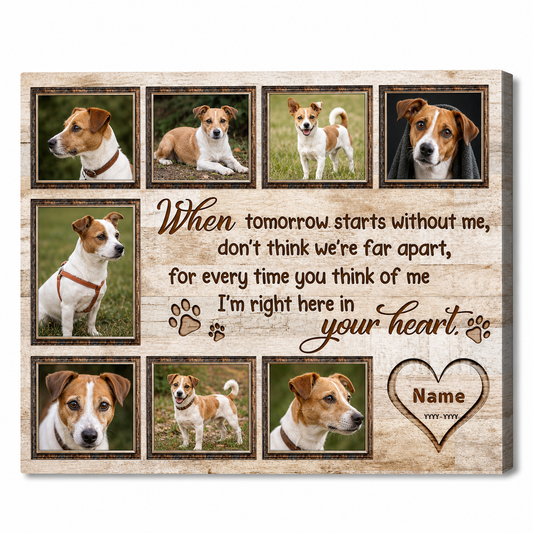 Personalized Dog Memorial Photo Collage Canvas - Custom Pet Loss Gift Wall Art - Image 1