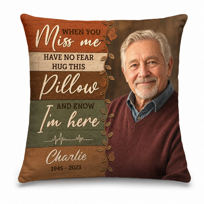 Personalized Memorial Photo Pillow - Custom Sympathy Keepsake for Loss of Father or Husband - Image 1