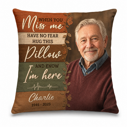 Personalized Memorial Photo Pillow - Custom Sympathy Keepsake for Loss of Father or Husband - Image 1