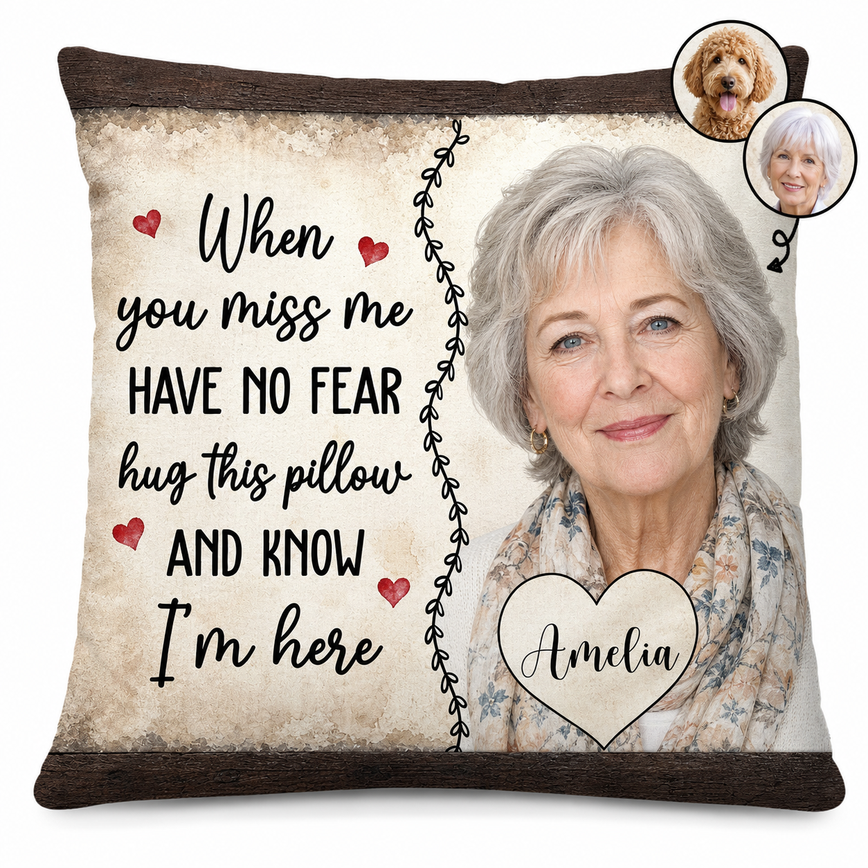Personalized Memorial Photo Pillow - Have No Fear Hug This Pillow Remembrance Gift - Image 1