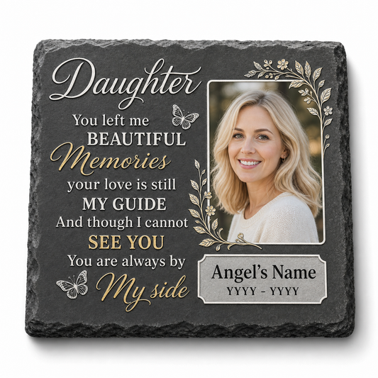 Personalized Daughter Memorial Garden Stone with Photo, Sympathy Gift for Loss of Daughter - Image 1