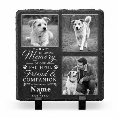Personalized Dog Memorial Slate with 3 Photos – Pet Loss Memorial Stone Gift - Image 1