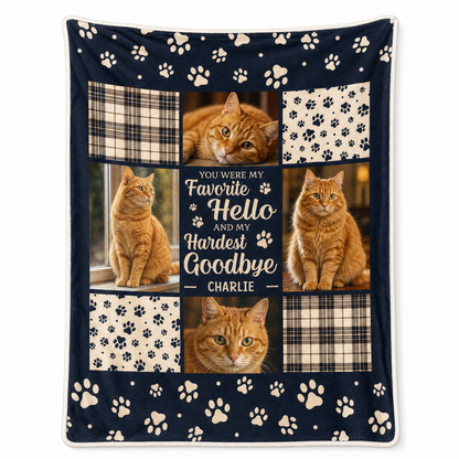 Personalized Cat Memorial Photo Blanket - Custom Pet Loss Sympathy Gift for Cat Owners - Image 1