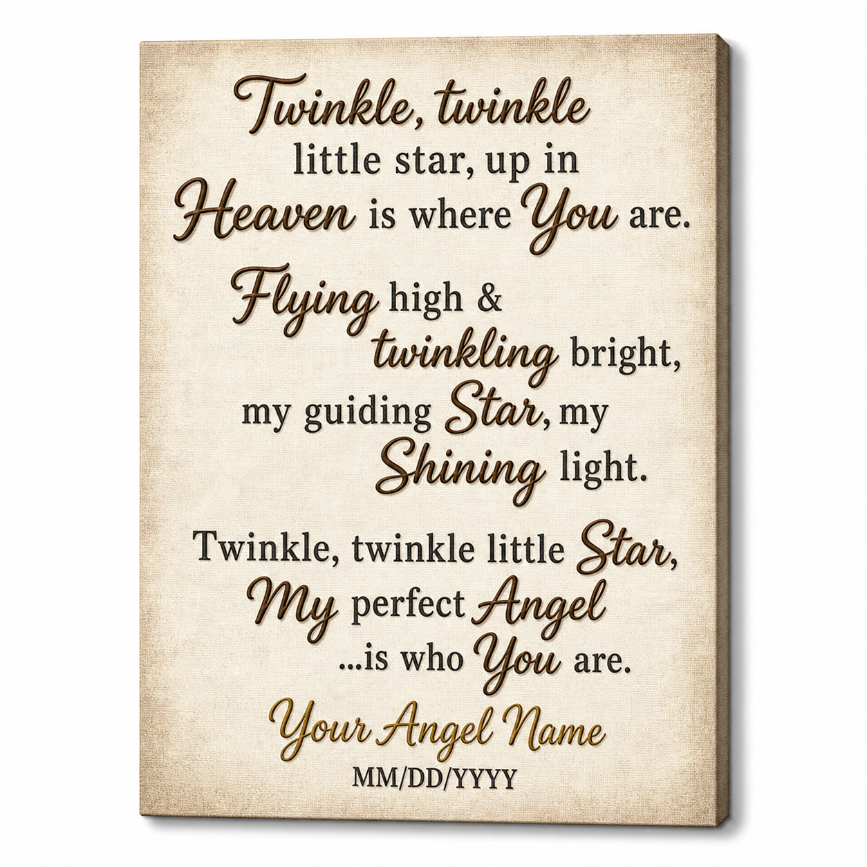Personalized My Little Angel Memorial Wall Canvas for Infant Loss Remembrance Gift - Image 1